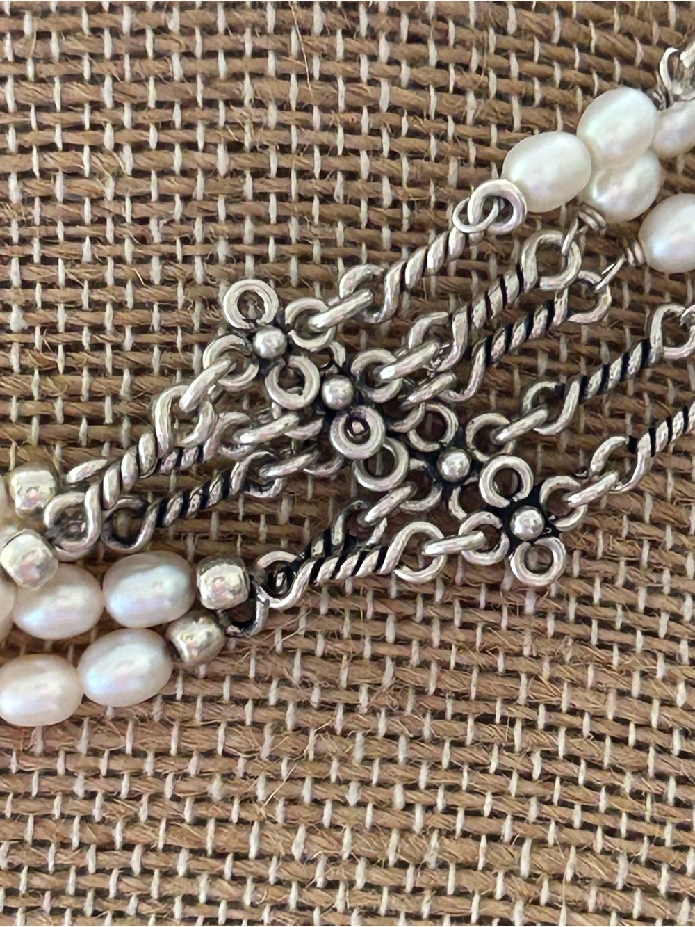 Silpada Sterling Silver flower Multi-Strand Pearl choker retired - Picture 2 of 8